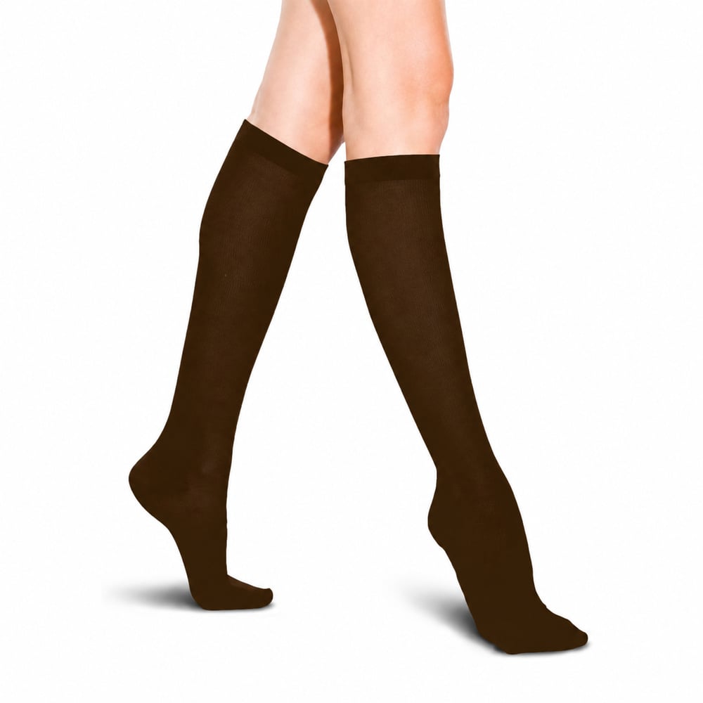 THERAFIRMlight Womens 10-15 mmHg Ribbed Trouser Socks - Cocoa - product view