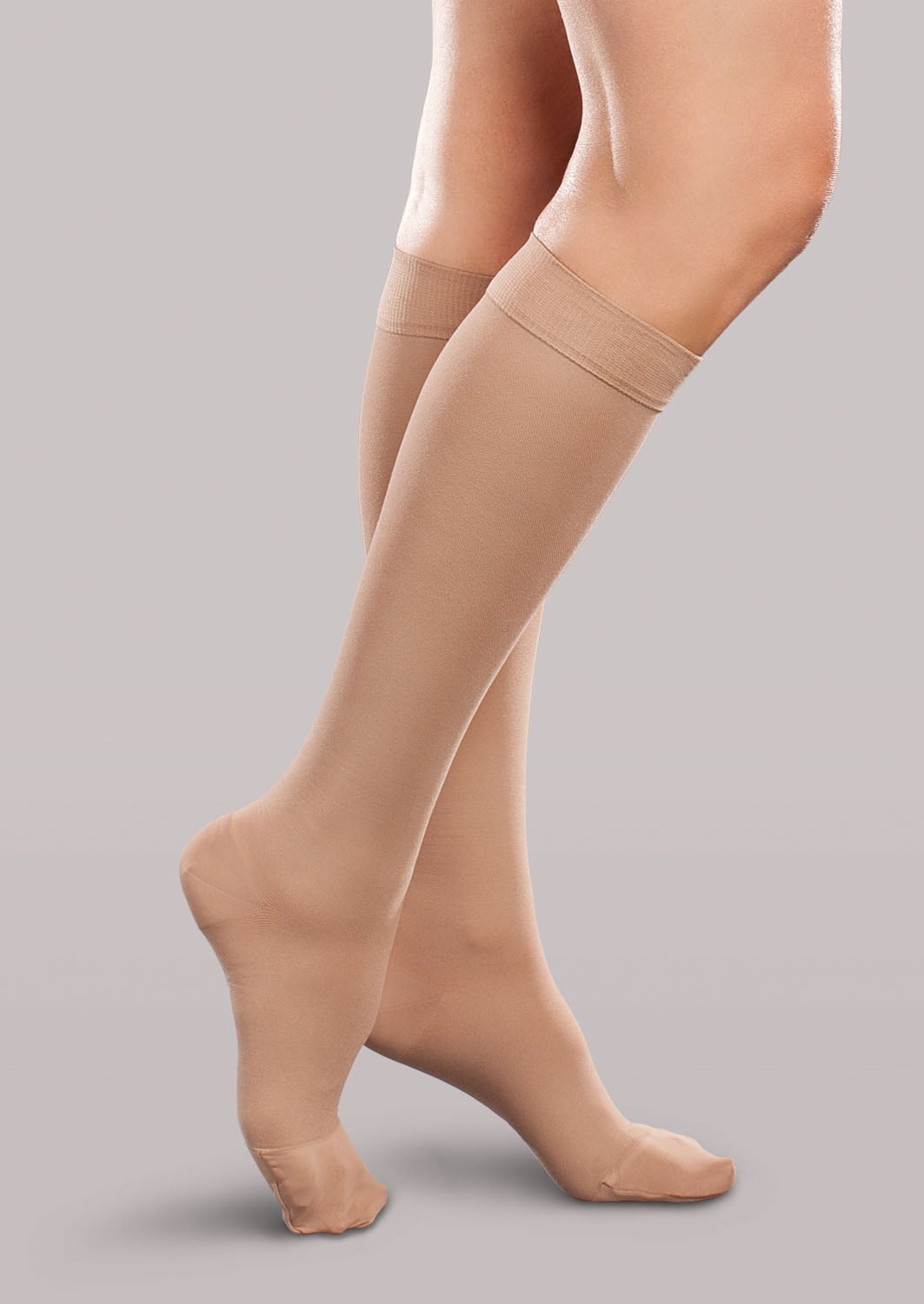 EASE Womens 15-20 mmHg Opaque Knee Highs - Sand Short - manufacturer variant view