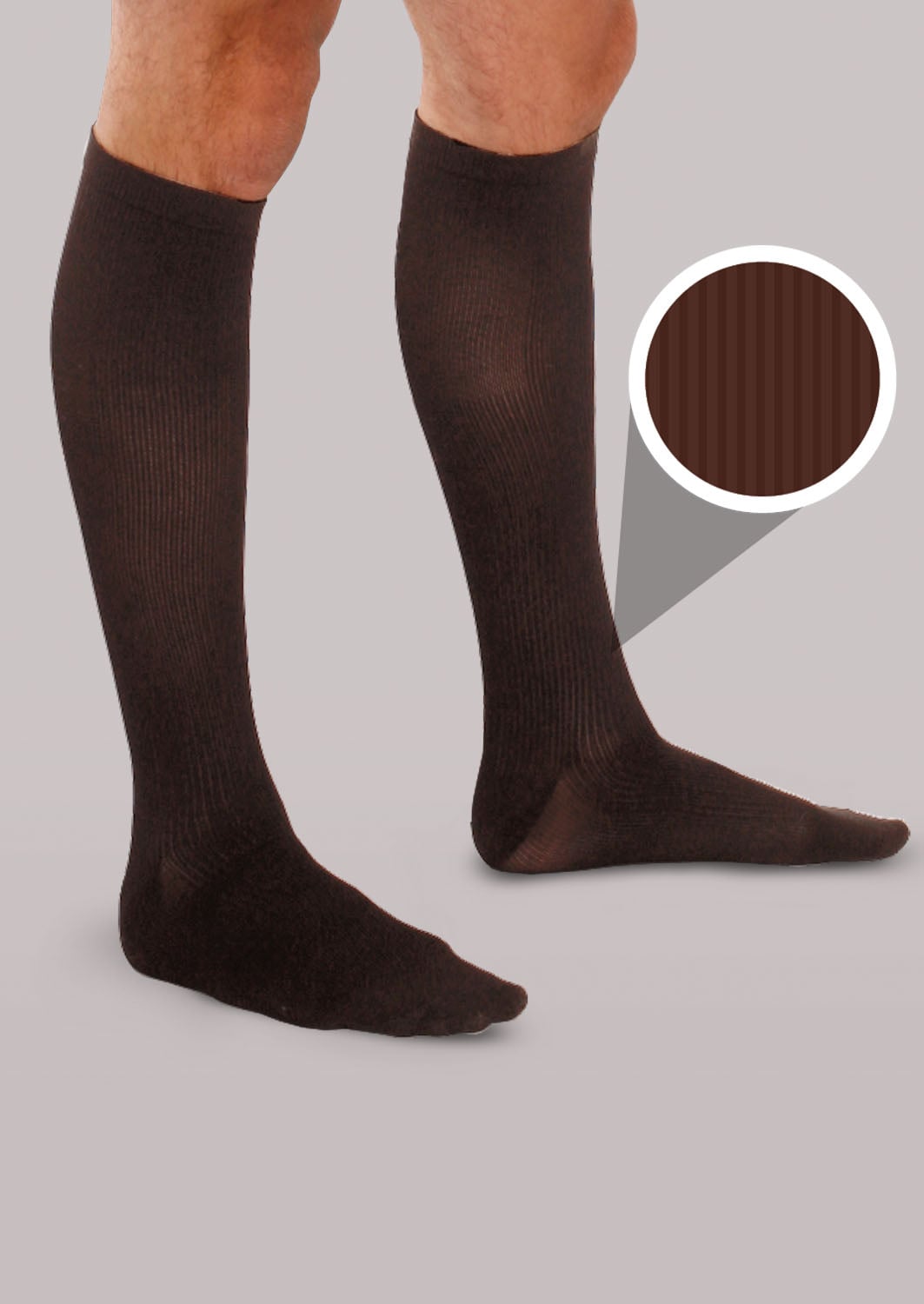 Therafirm Mens 15-20 mmHg Ribbed Dress Socks - Brown  - manufacturer variant view