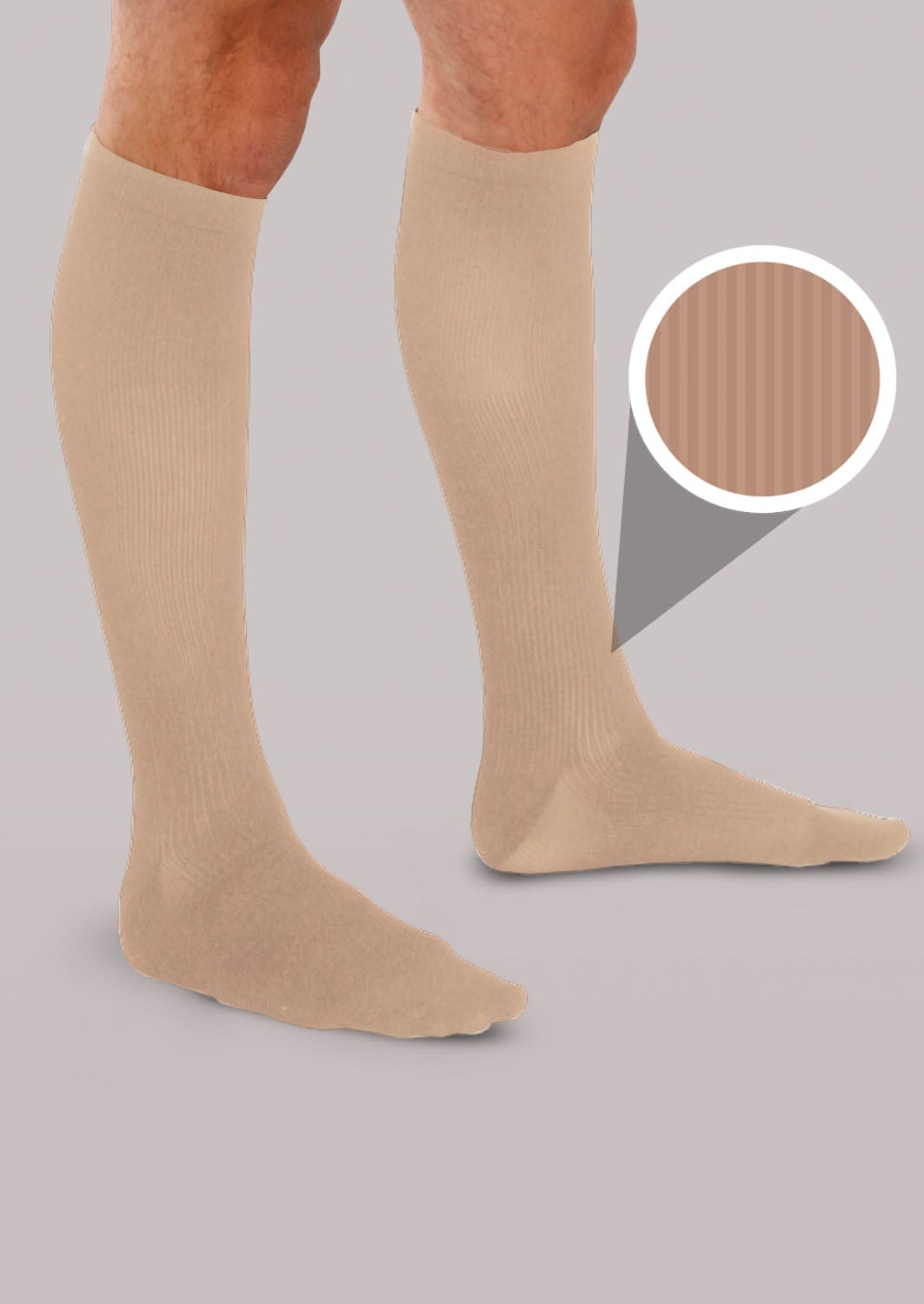 Therafirm Mens 15-20 mmHg Ribbed Dress Socks - Khaki  - manufacturer variant view