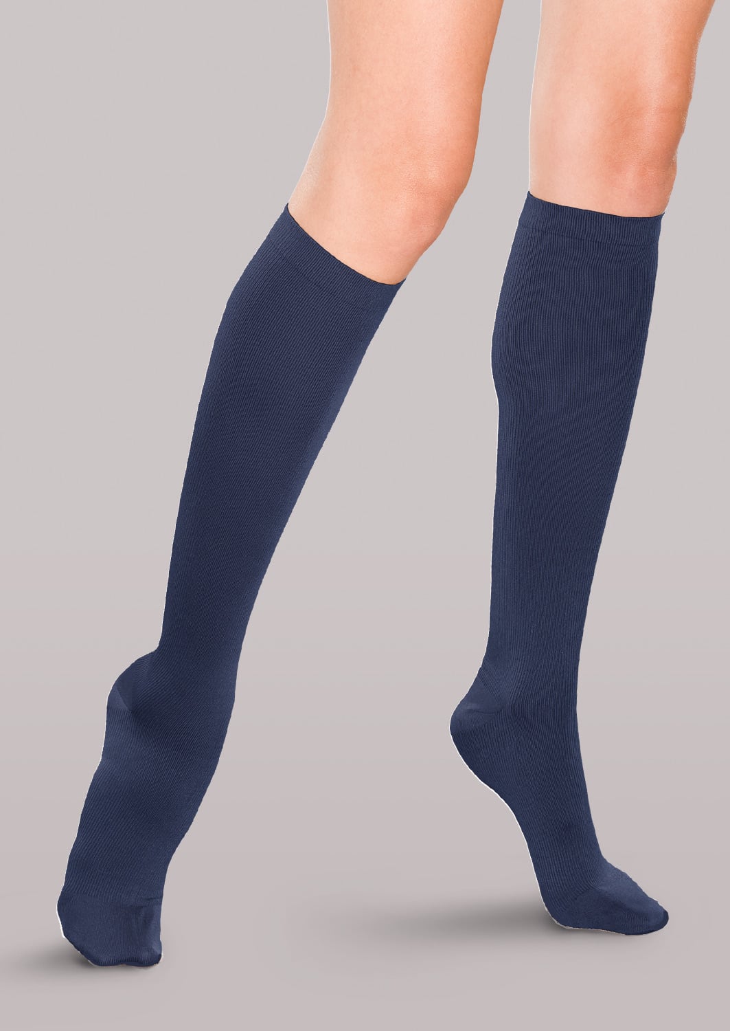 Therafirm Womens 15-20 mmHg Ribbed Trouser Socks - Navy