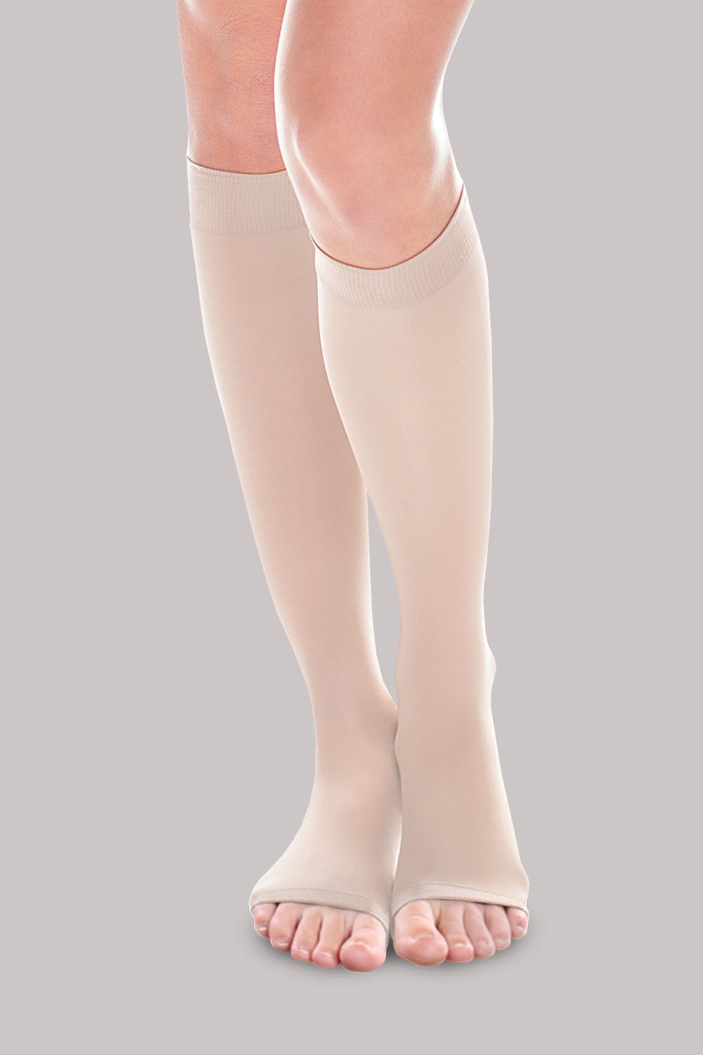 EASE Womens 15-20 mmHg Sheer Open-Toe Knee Highs - Natural product view