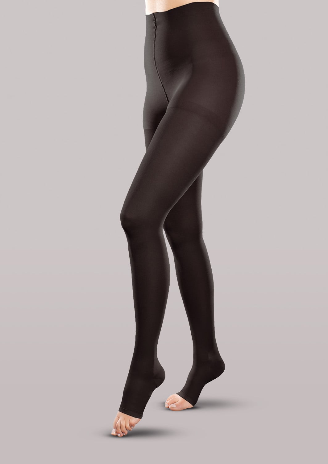 EASE Unisex 15-20 mmHg Opaque Open-Toe Waist Highs - Black product view