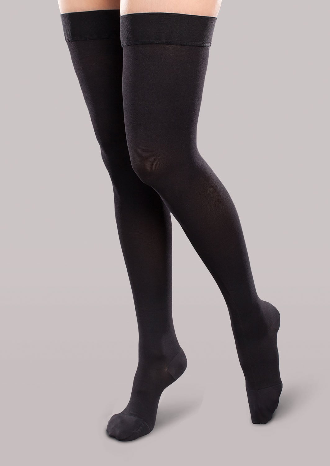 EASE Womens 15-20 mmHg Opaque Closed-Toe Thigh Highs - Black product view