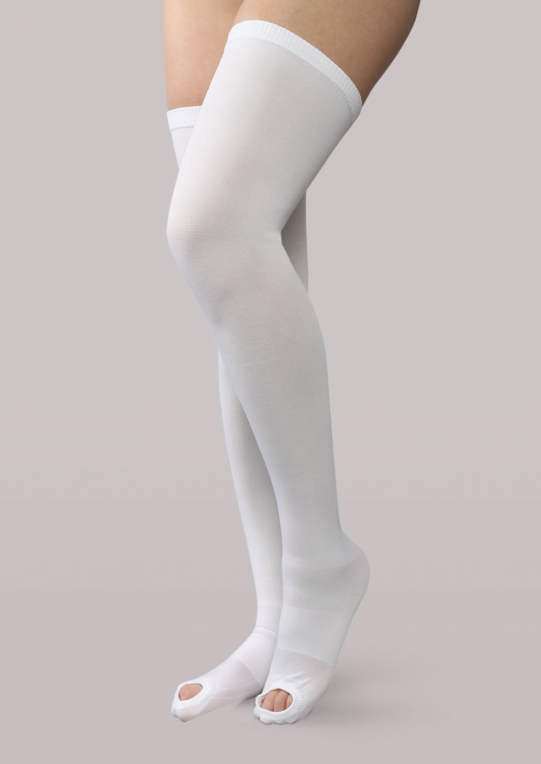 Therafirm 18 mmHg Anti-Embolism Open-Toe Thigh Highs - White product view