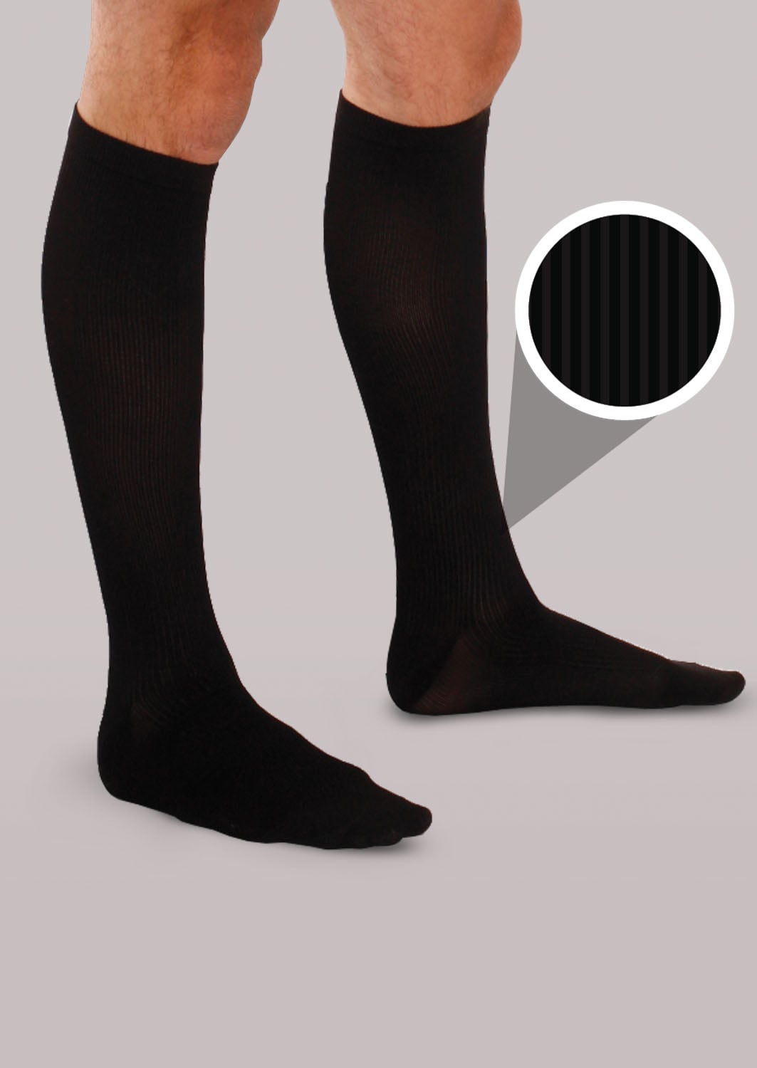 Therafirm Mens 30-40 mmHg Ribbed Dress Socks - Black product view