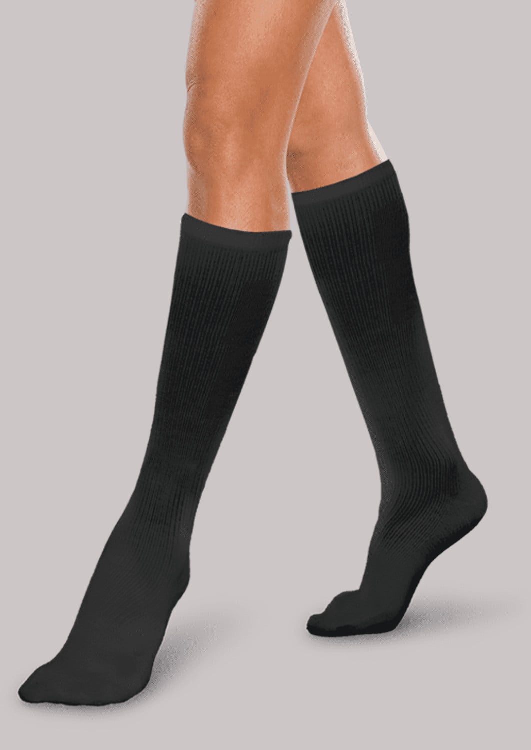 Core-Spun 15-20 mmHg Knee High Compression Socks - Black - Black