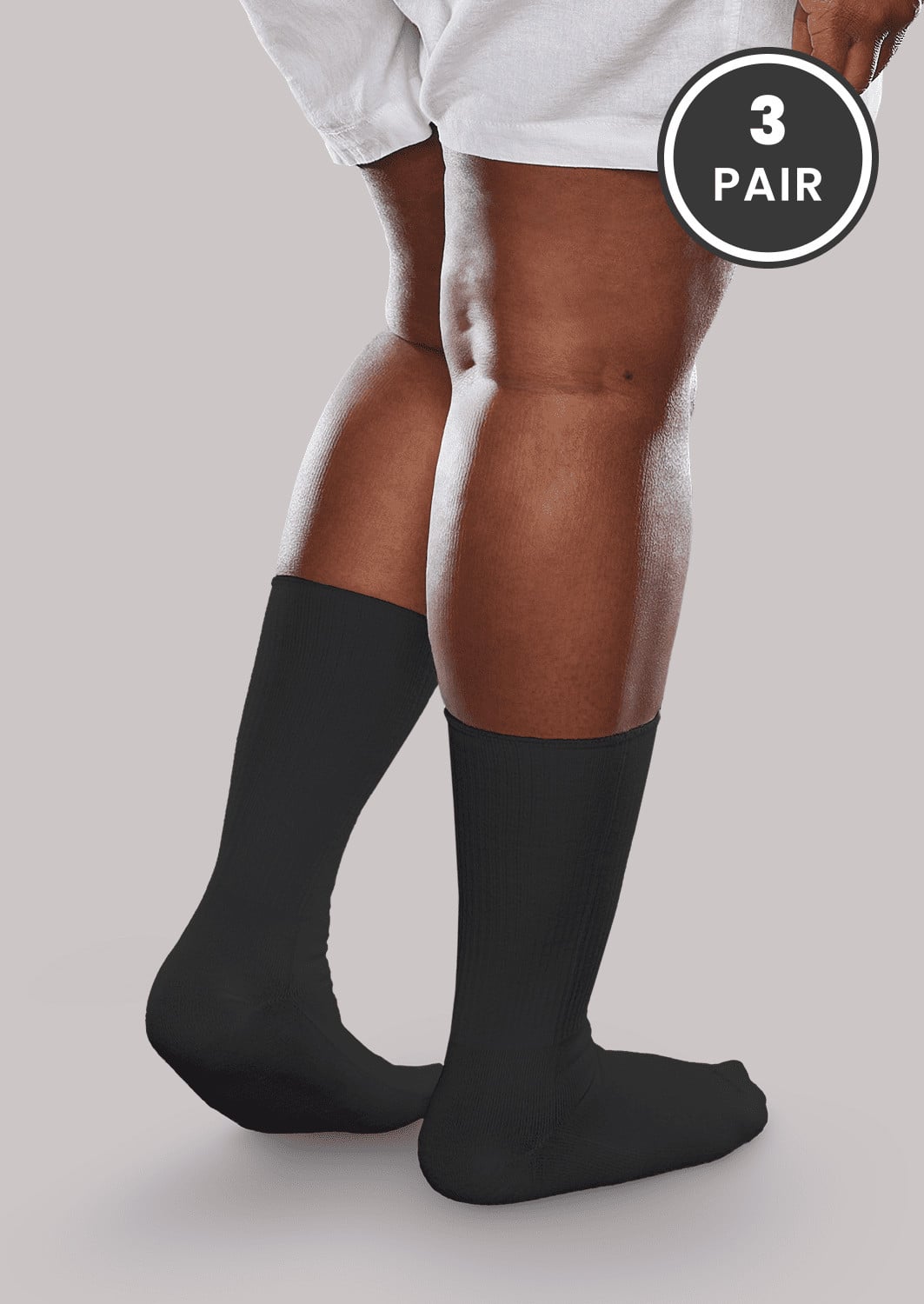 SmartKnit Seamless Crew Socks - 3 Pairs - Black