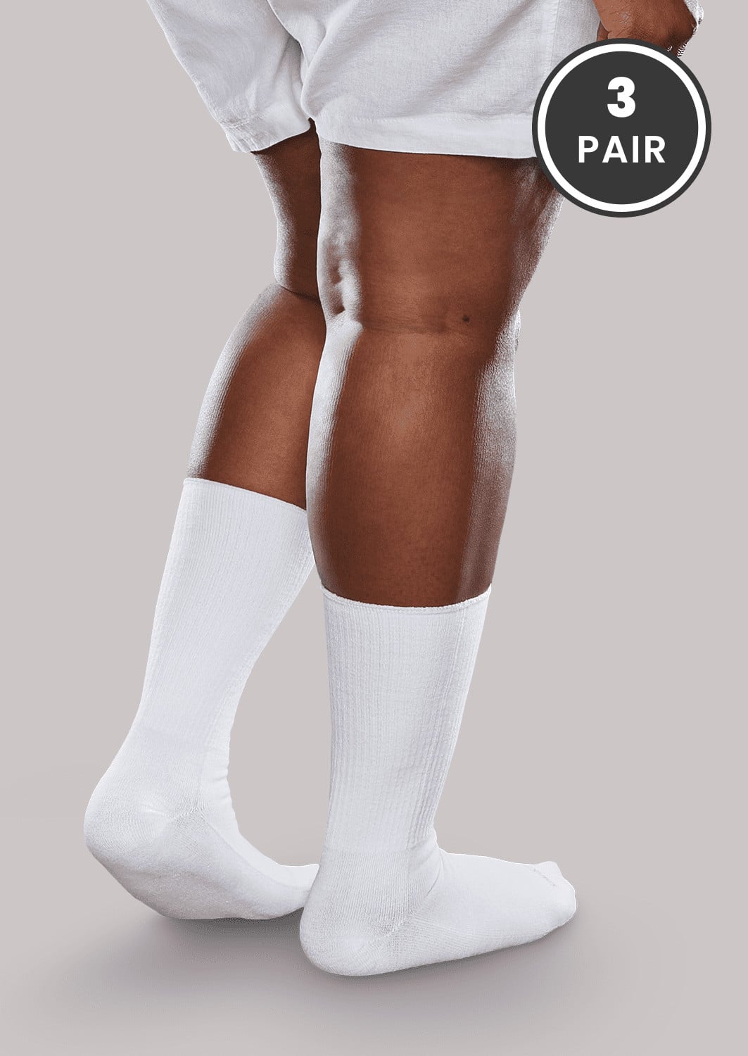 SmartKnit Seamless Crew Socks - 3 Pairs - White