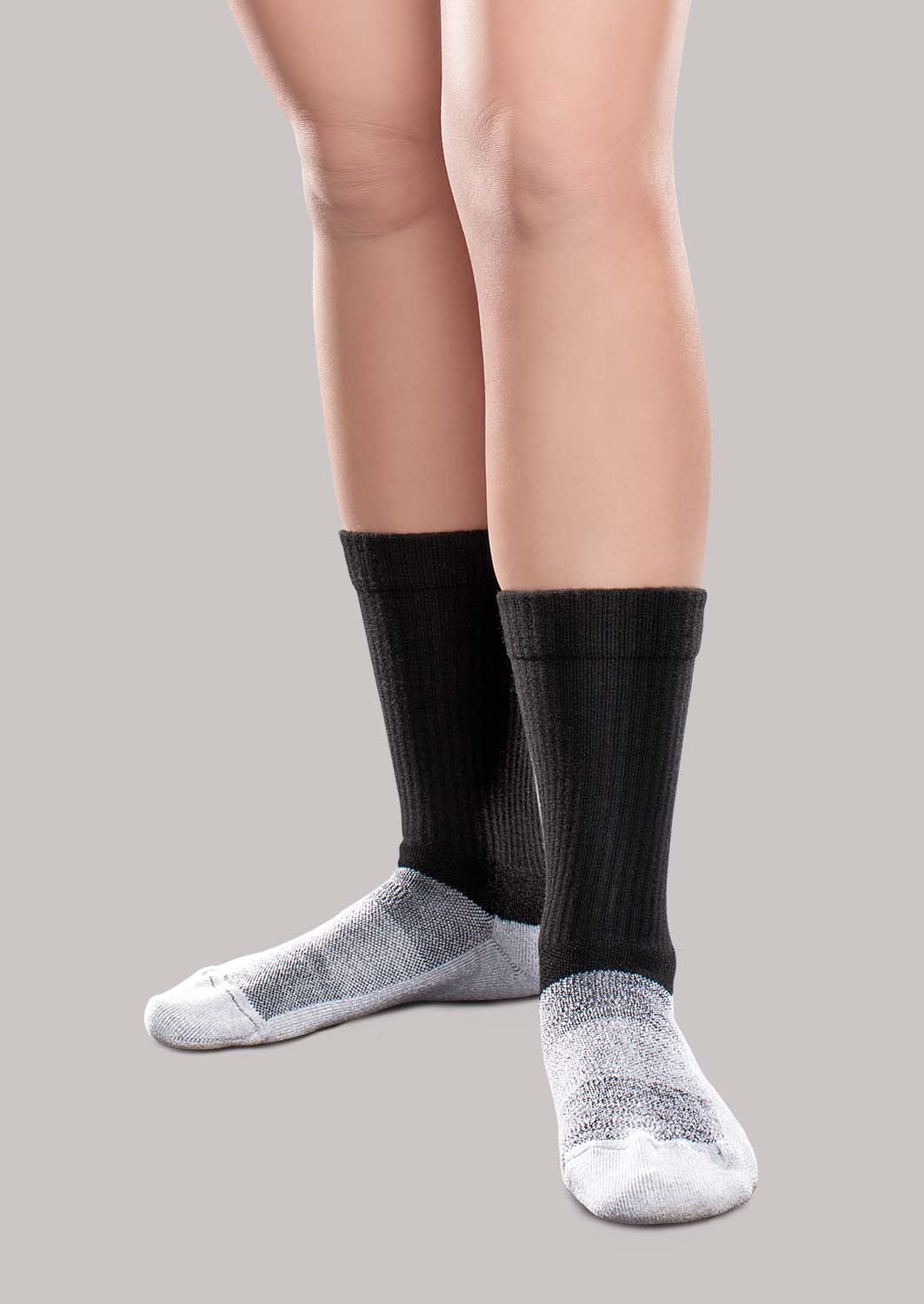 Core-Spun 10-15 mmHg Crew Compression Socks - 2 Pairs - Black