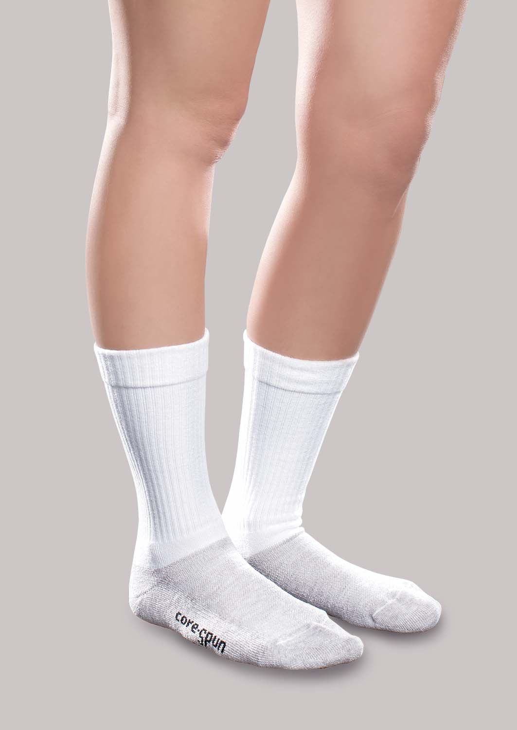 Core-Spun 10-15 mmHg Crew Compression Socks - 2 Pairs - White