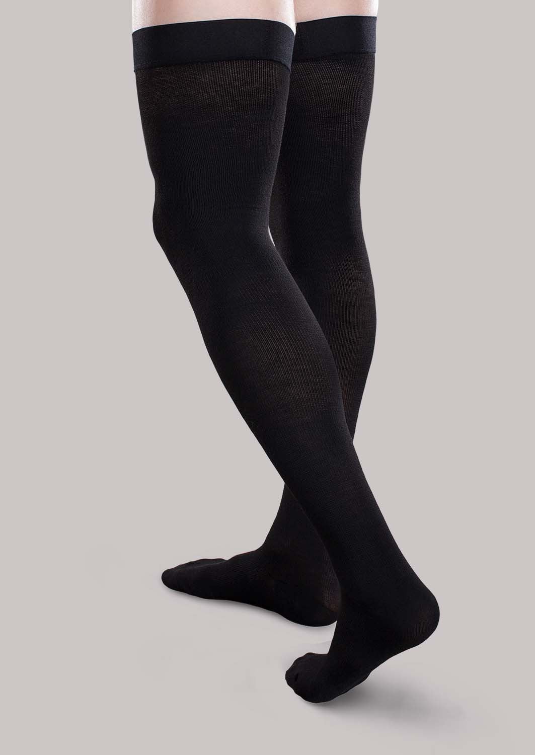 Core-Spun 15-20 mmHg Thigh High Compression Socks - Black