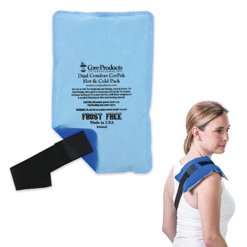 Core Dual Comfort CorPak Medium Hot & Cold Packs - 2 Pack - Blue - Medium 6 x 10 inches - product and use view