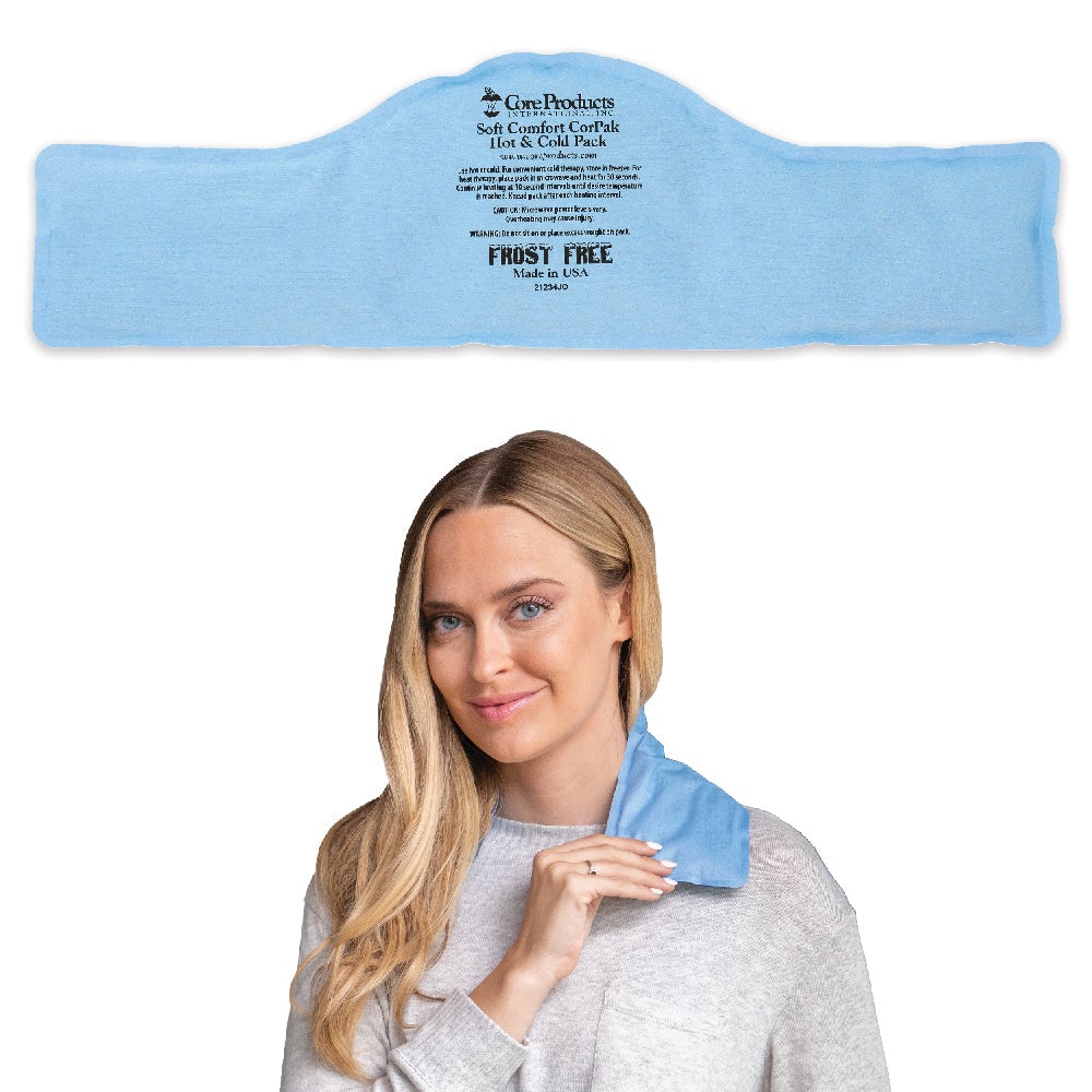 Core Soft Comfort CorPak Hot & Cold Packs - 2 Pack - Blue - Cervical 6 x 20 inches - product and use view