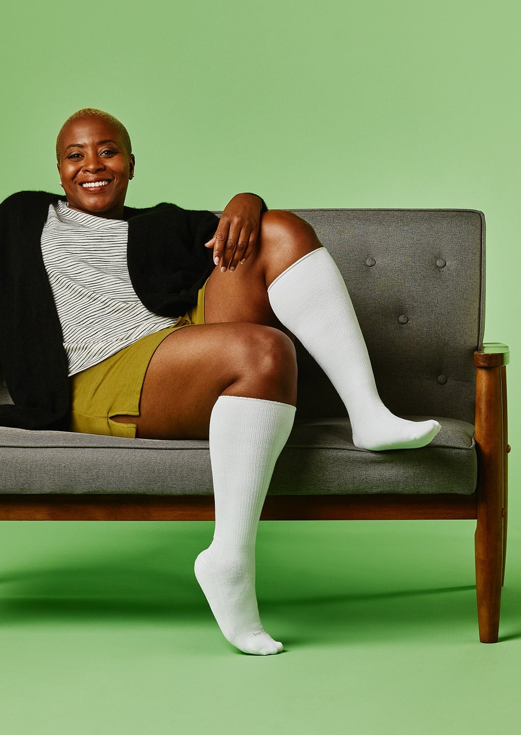 SmartKnit Seamless Over-the-Calf Socks - 2 Pairs - White seamless socks shown worn