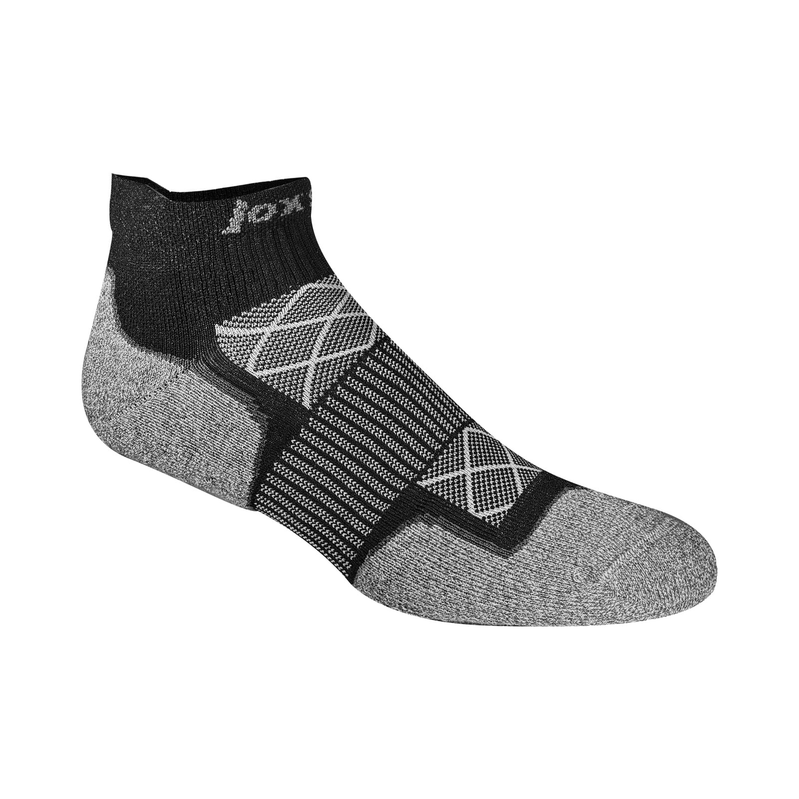 Jox Sox Men's Ultra Tech Low Cut Socks with Arch Support - 3 Pairs - Black and Grey - sock detail