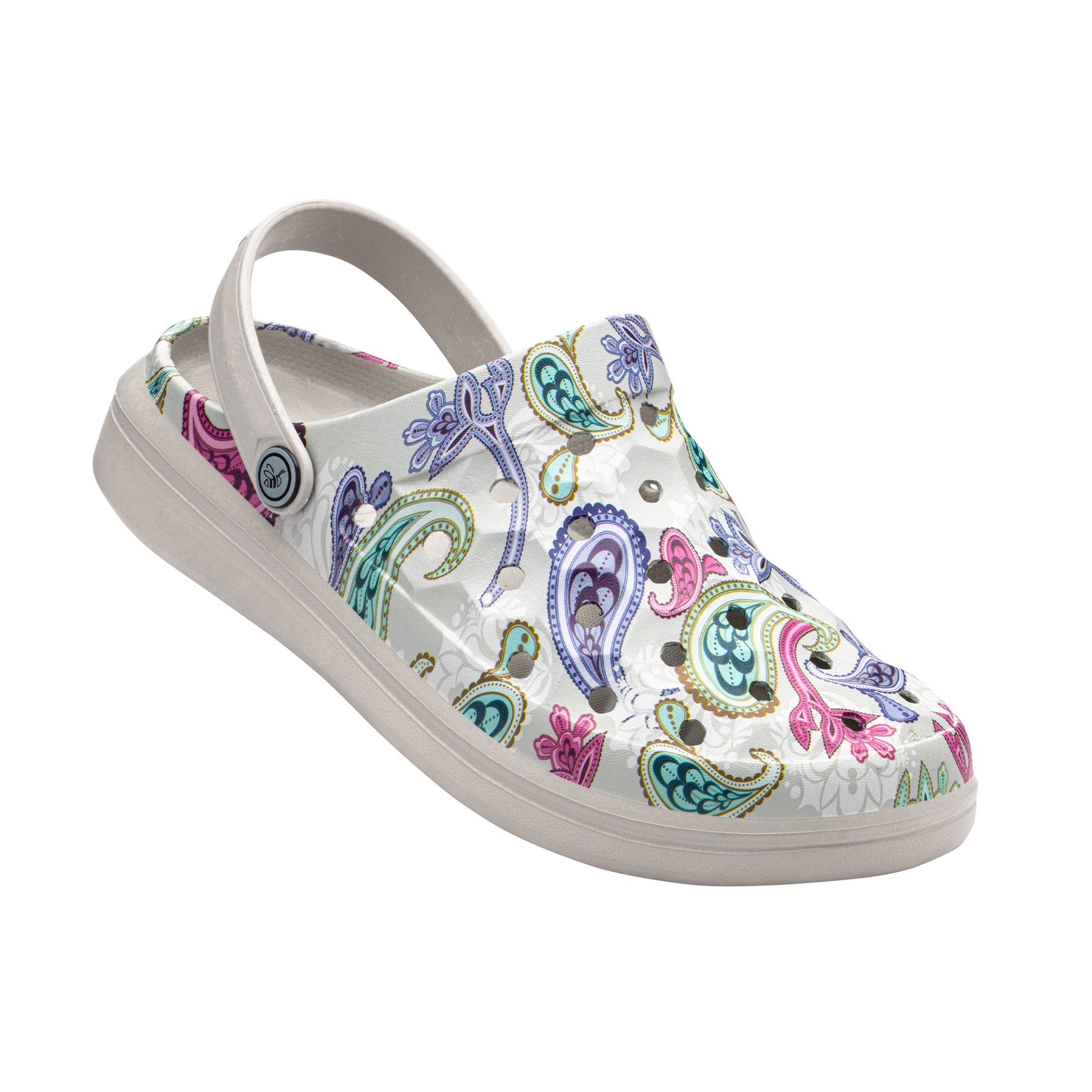 Joybees Varsity Clog - Unisex Comfort Clog - Graphic Paisely Light Grey Right