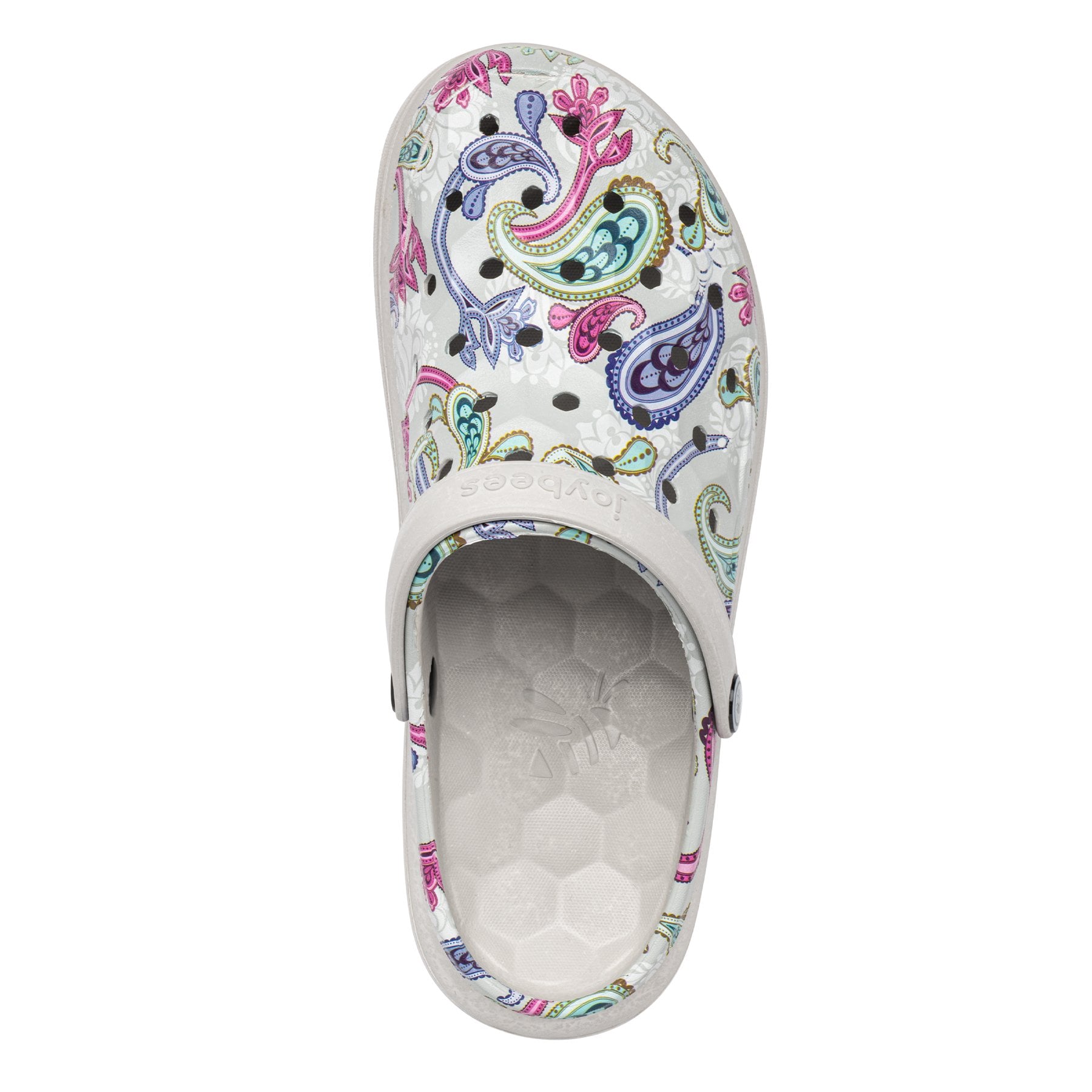 Joybees Varsity Clog - Unisex Comfort Clog - Graphic Paisely Light Grey Top