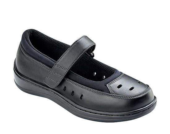 Orthofeet Women's Mary Janes 861 in Black Ventilated
