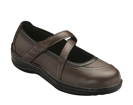 Orthofeet Women's Manhattan Mary Jane Shoes - orthofeet-864-brown
