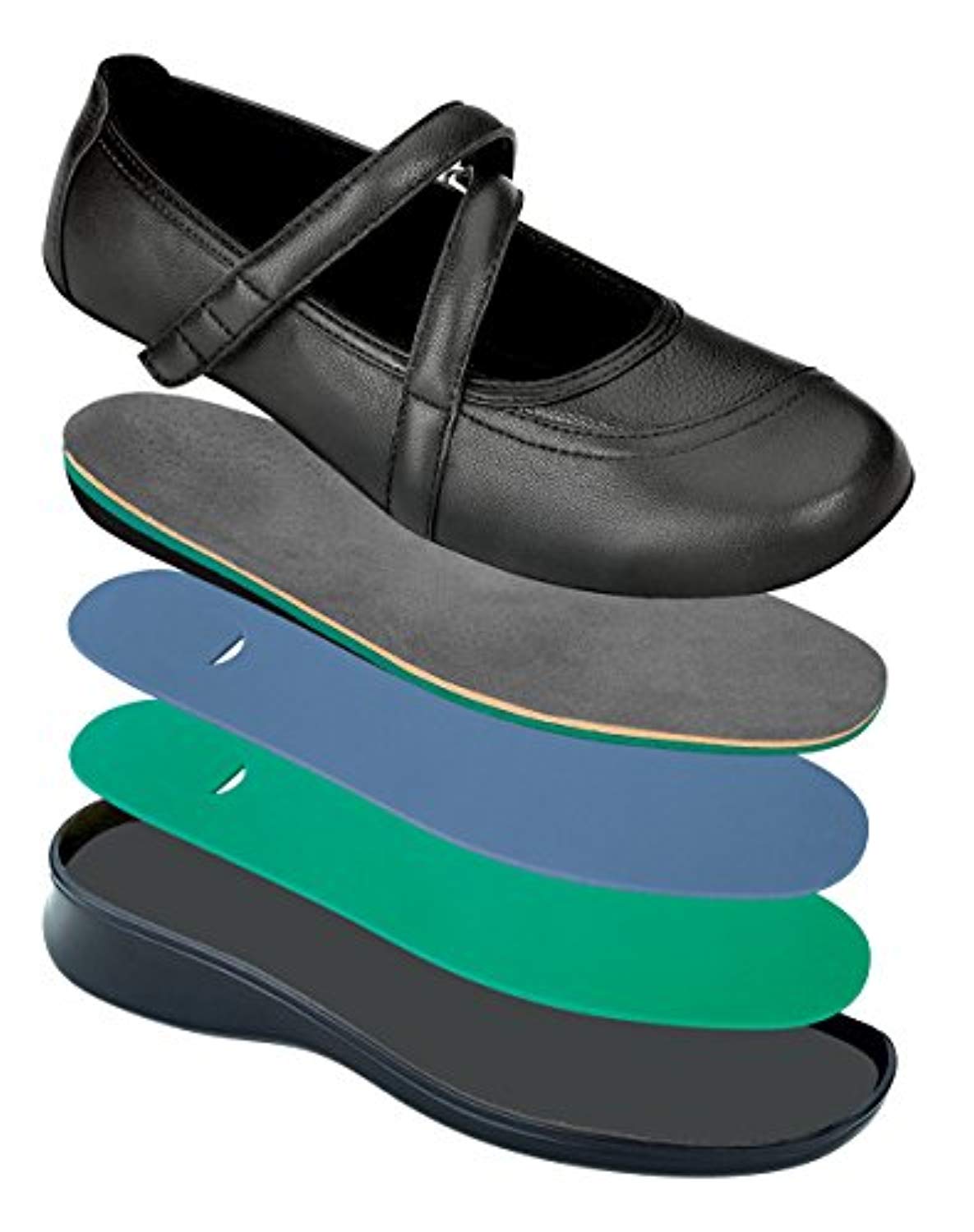 Orthofeet Women's Celina Mary Jane Shoes - Black