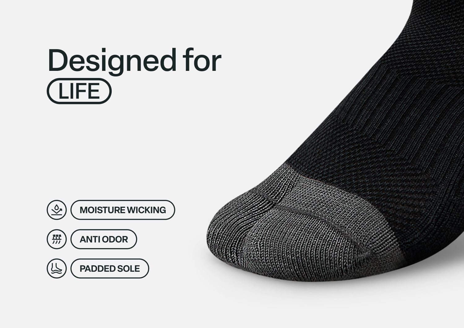 Orthofeet BUNION RELIEF PADDED LOW CUT SOCKS - Black
