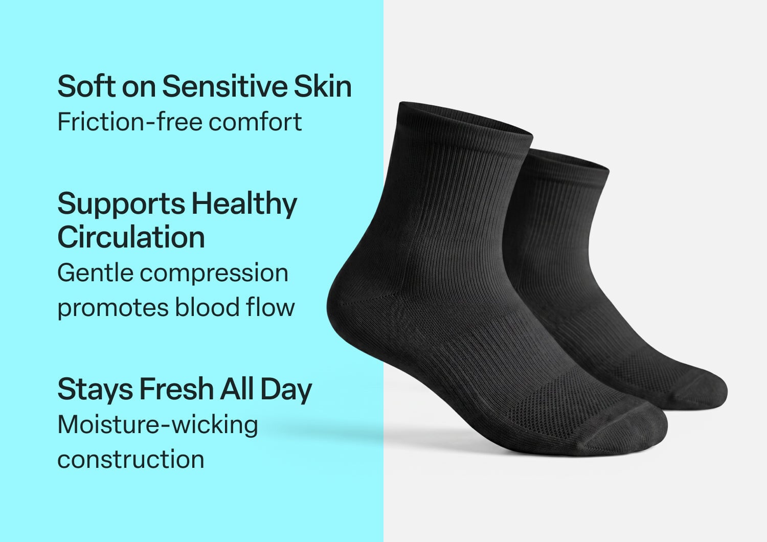 Orthofeet COMPRESSION ANKLE SOCK 15 20 MMHG - Black