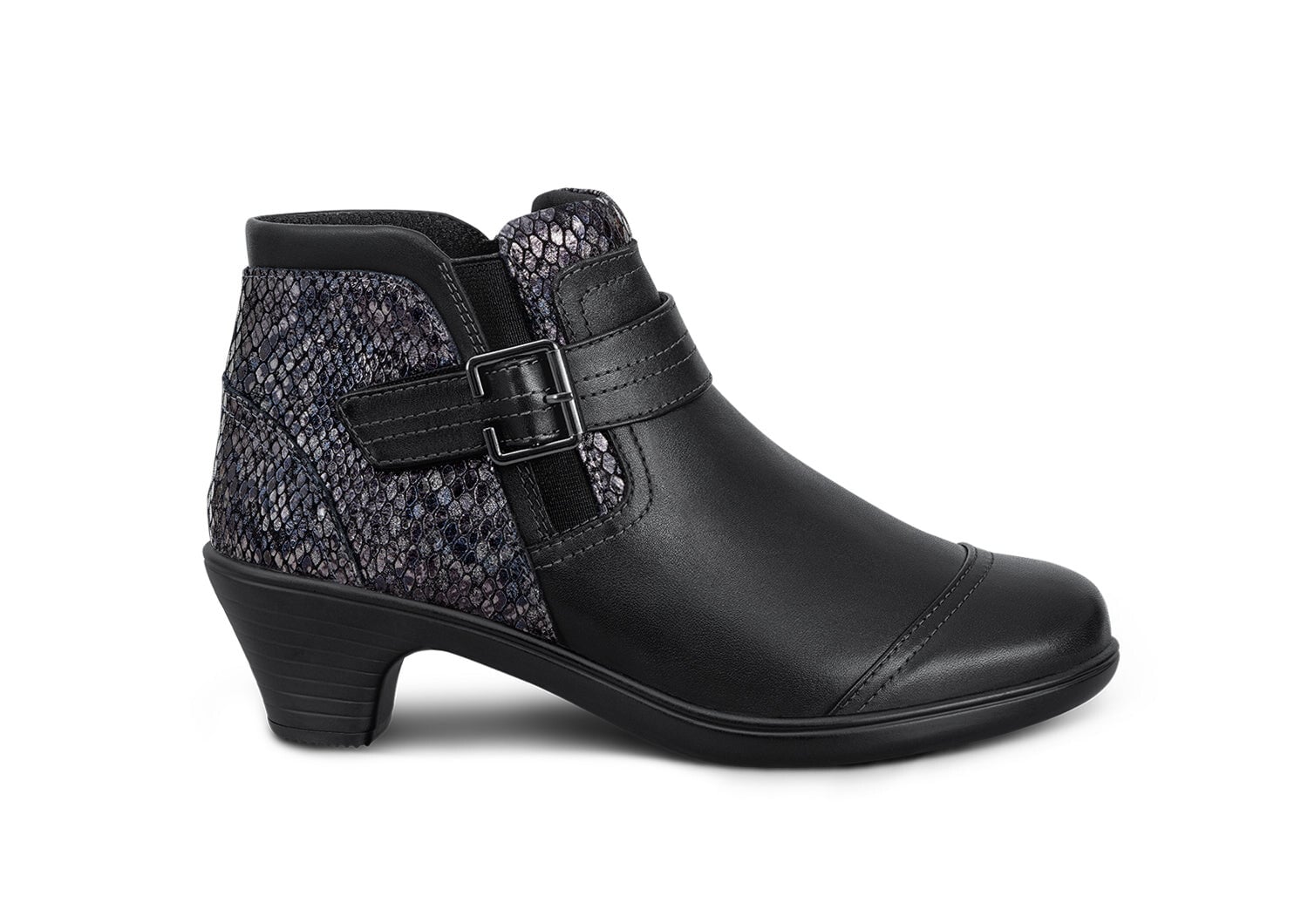Orthofeet Emma Supportive Comfort Women's Boots in Black/white Snake