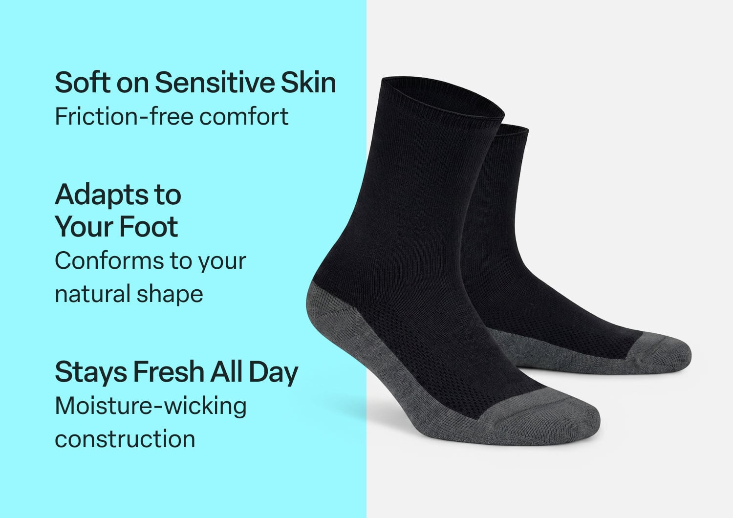 Orthofeet EXTRA ROOMY SOCKS - Charcoal