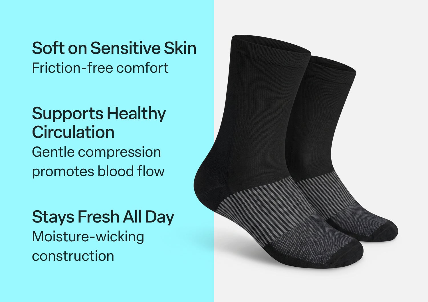 Orthofeet MID CALF COMPRESSION SOCKS - Black
