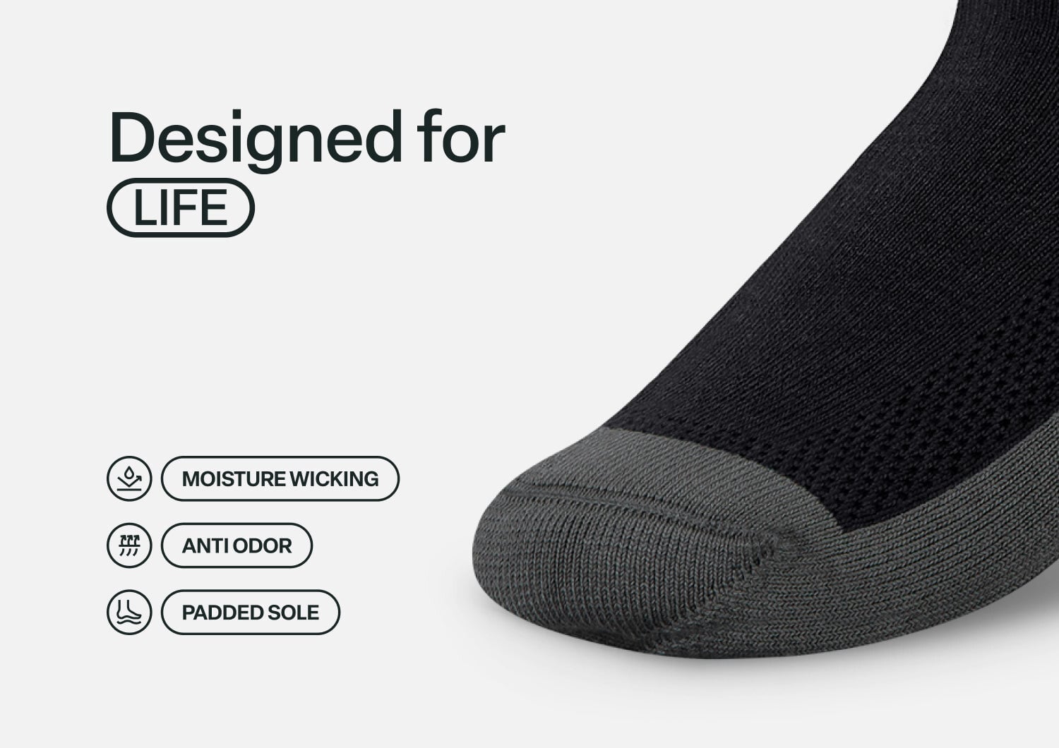 Orthofeet PADDED SOLE SOCKS - Charcoal