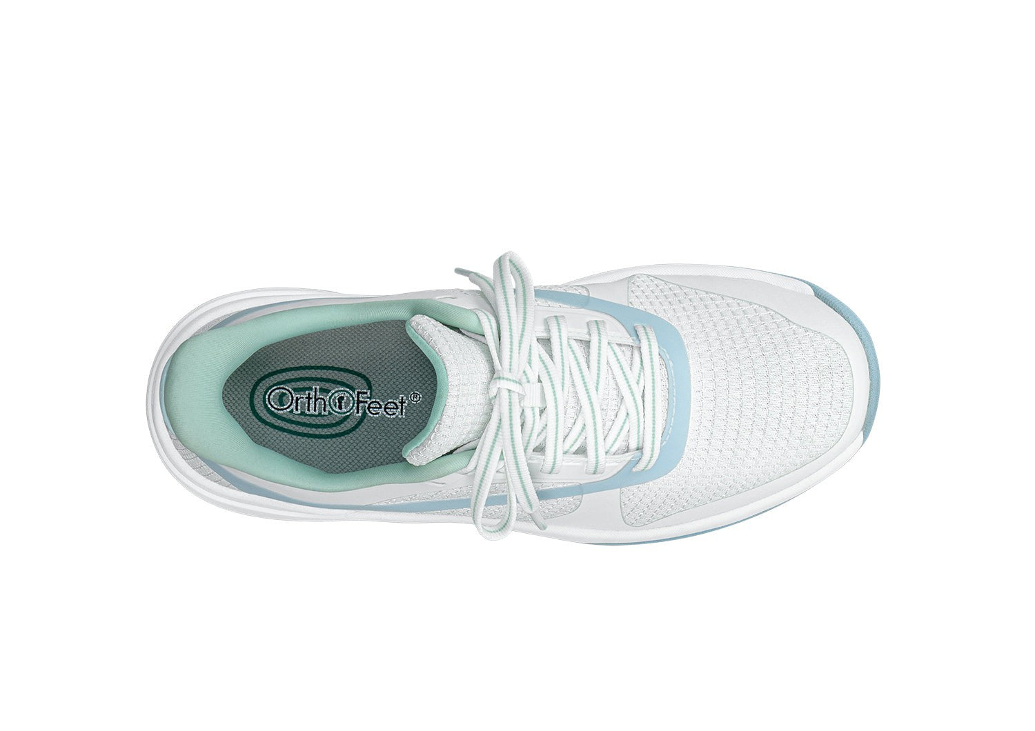 Orthofeet Ace Cushioned Support Pickleball Hands-Free Women's Sneakers - White/blue/green - Bird's Eye View - 5