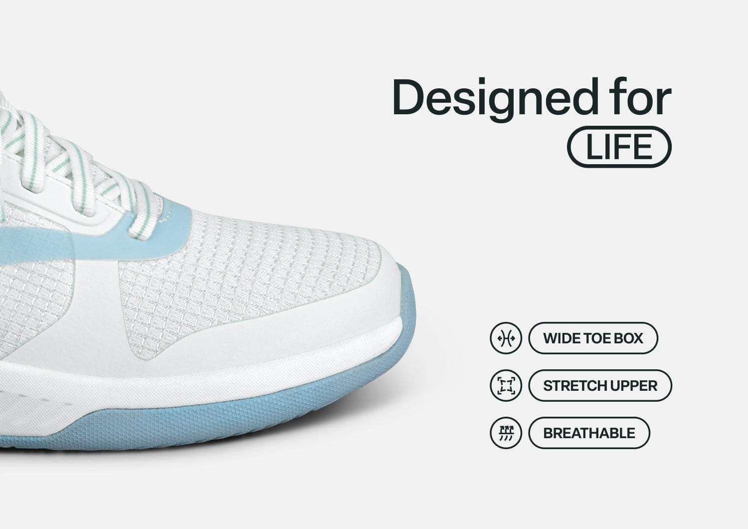 Orthofeet Ace Cushioned Support Pickleball Hands-Free Women's Sneakers - White/blue/green - Feature Detail - 4