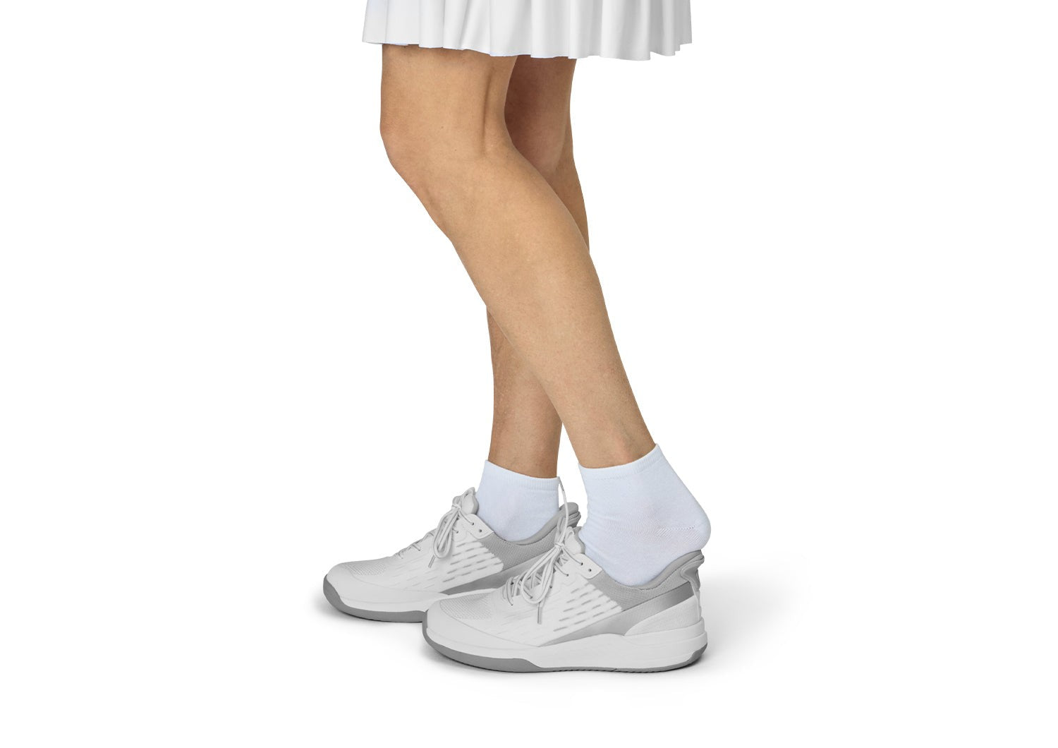 Orthofeet Ace Cushioned Support Pickleball Hands-Free Women's Sneakers - White/gray - Product View - 8