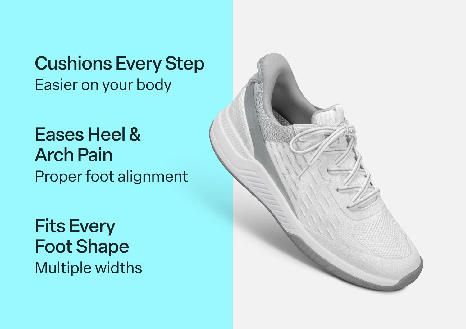 Orthofeet Ace Cushioned Support Pickleball Hands-Free Women's Sneakers - White/gray - Comfort Benefits - 2