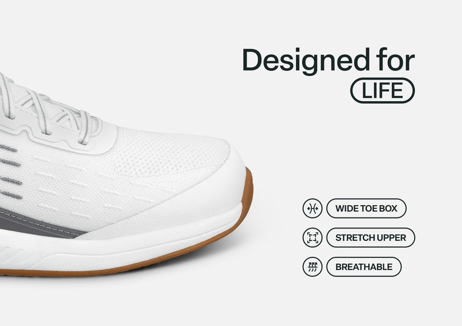 Orthofeet Advantage Pickleball Hands-Free Supportive Men's Sneakers - White - Feature Detail - 5