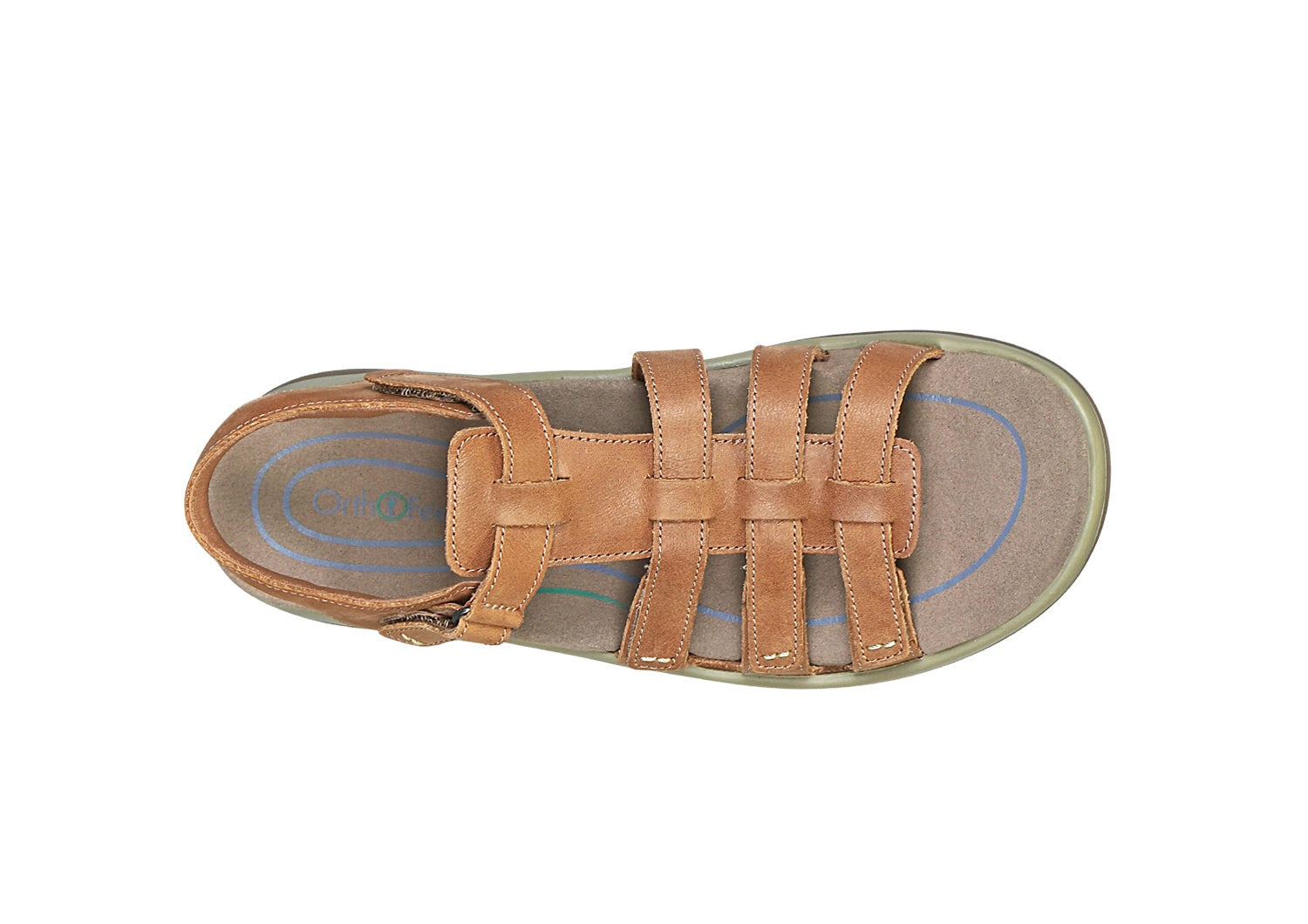 Orthofeet Amalfi Heel Strap Women's Sandal - Camel - Bird's Eye View - 6