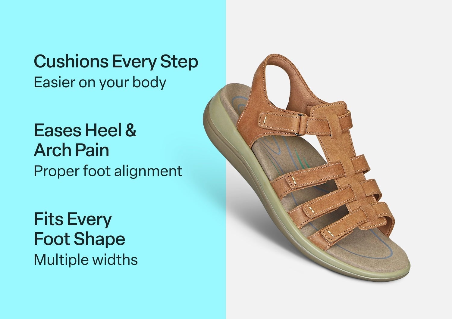 Orthofeet Amalfi Heel Strap Women's Sandal - Camel - Comfort Benefits - 3