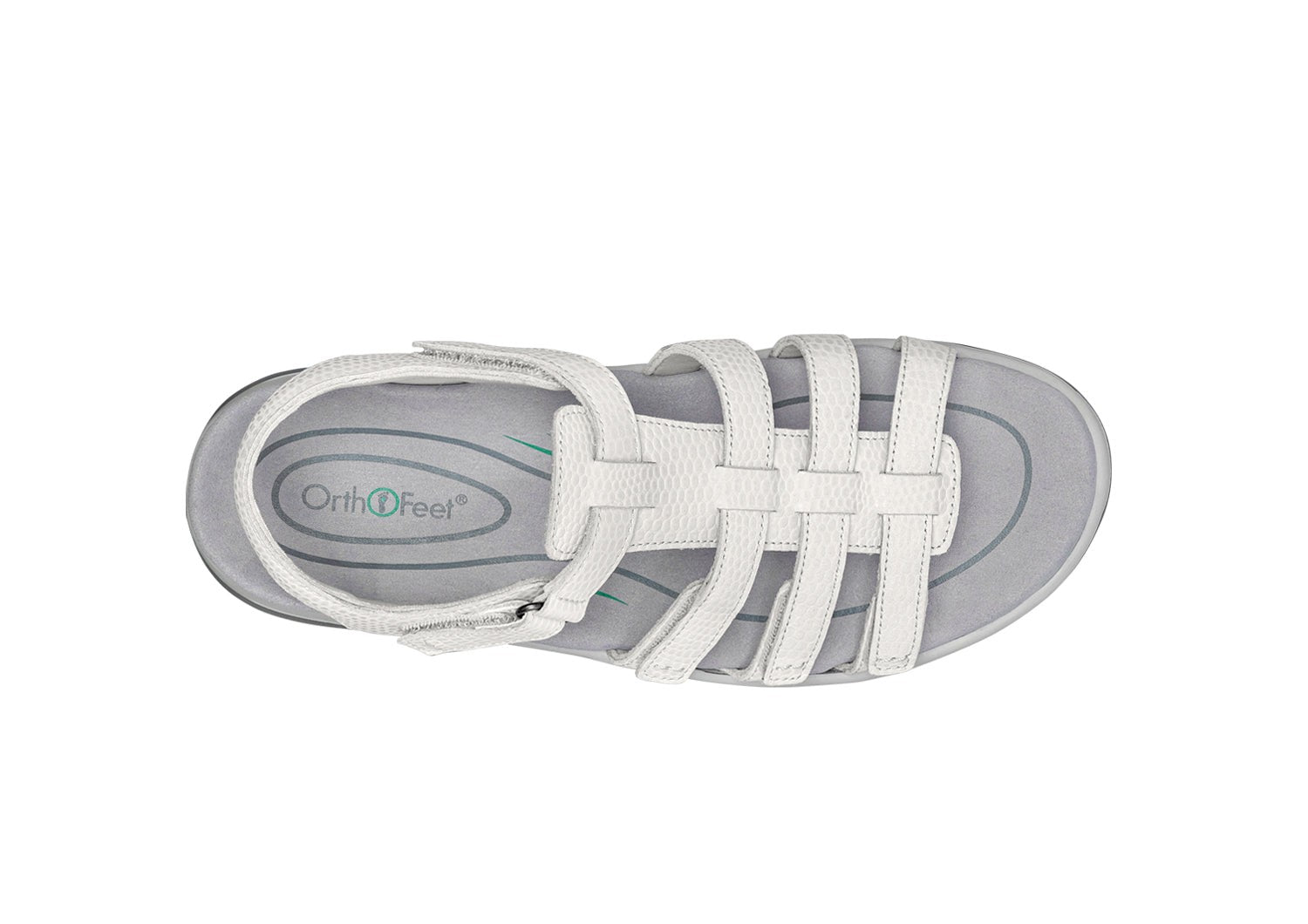 Orthofeet Amalfi Heel Strap Women's Sandal - Snake White - Bird's Eye View - 6