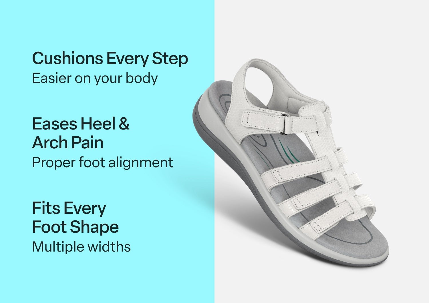 Orthofeet Amalfi Heel Strap Women's Sandal - Snake White - Comfort Benefits - 3
