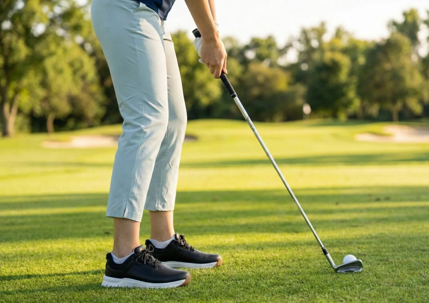 Orthofeet Approach Shot Hands-Free Stretch Women's Golf Sneakers - Black - Lifestyle View - 8
