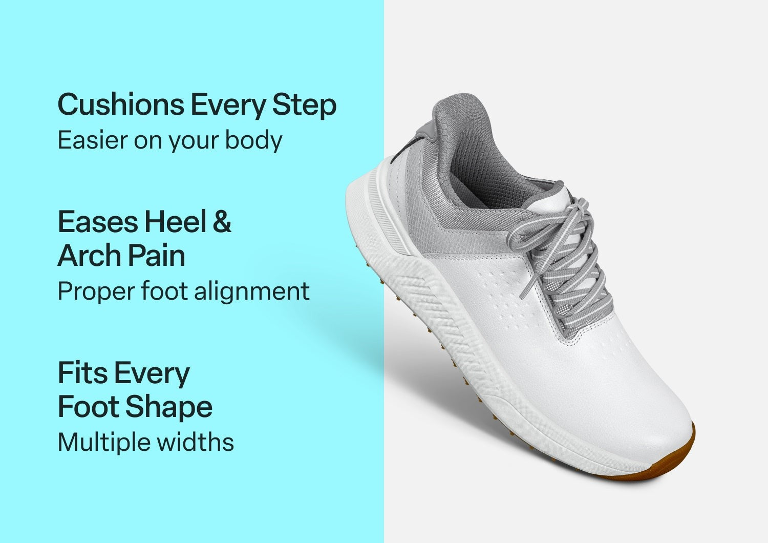 Orthofeet Approach Shot Hands-Free Stretch Women's Golf Sneakers - White/silver - Comfort Benefits - 2