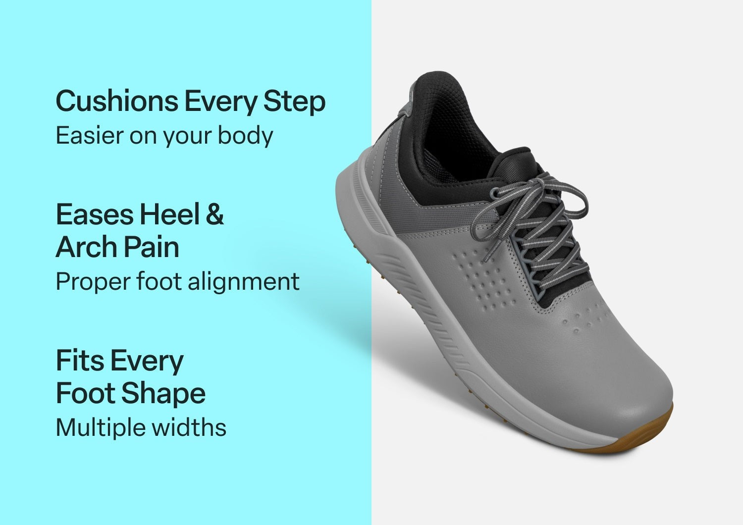Orthofeet Birdie Hands-Free Golf Men's Sneakers - Gray - Comfort Benefits - 2