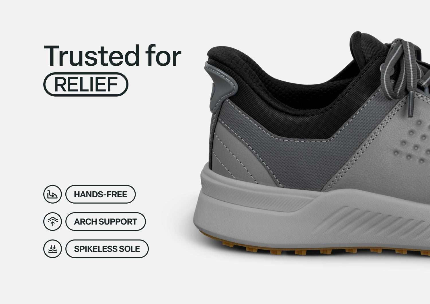 Orthofeet Birdie Hands-Free Golf Men's Sneakers - Gray - Feature Detail - 3