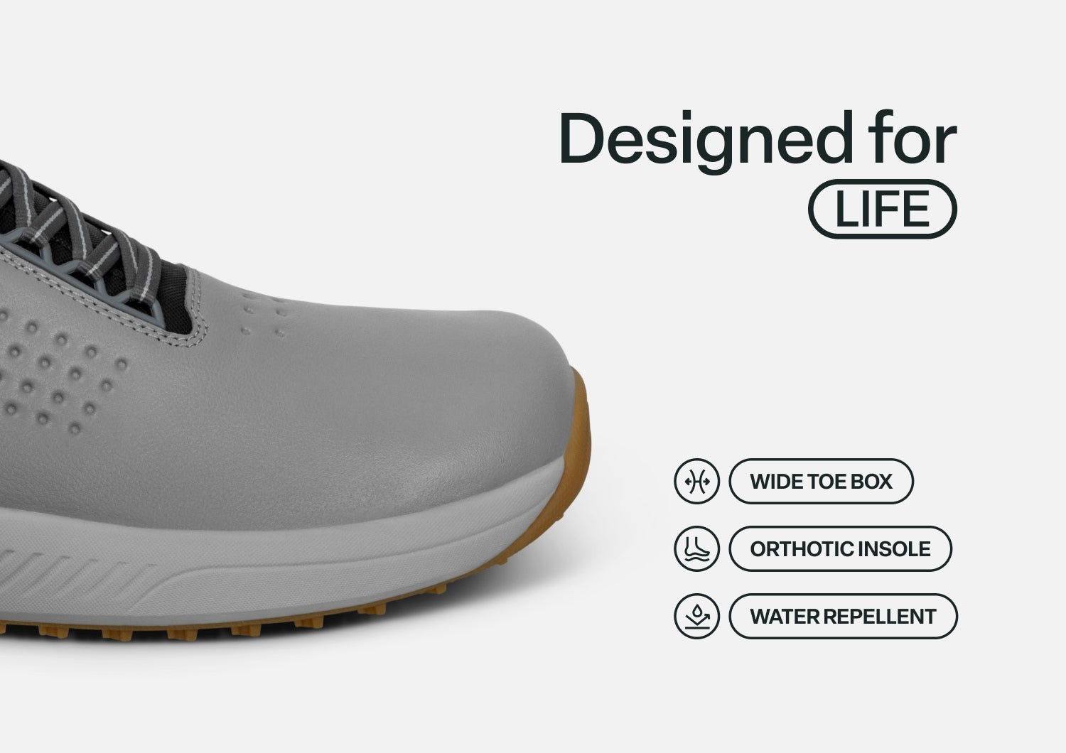 Orthofeet Birdie Hands-Free Golf Men's Sneakers - Gray - Feature Detail - 4