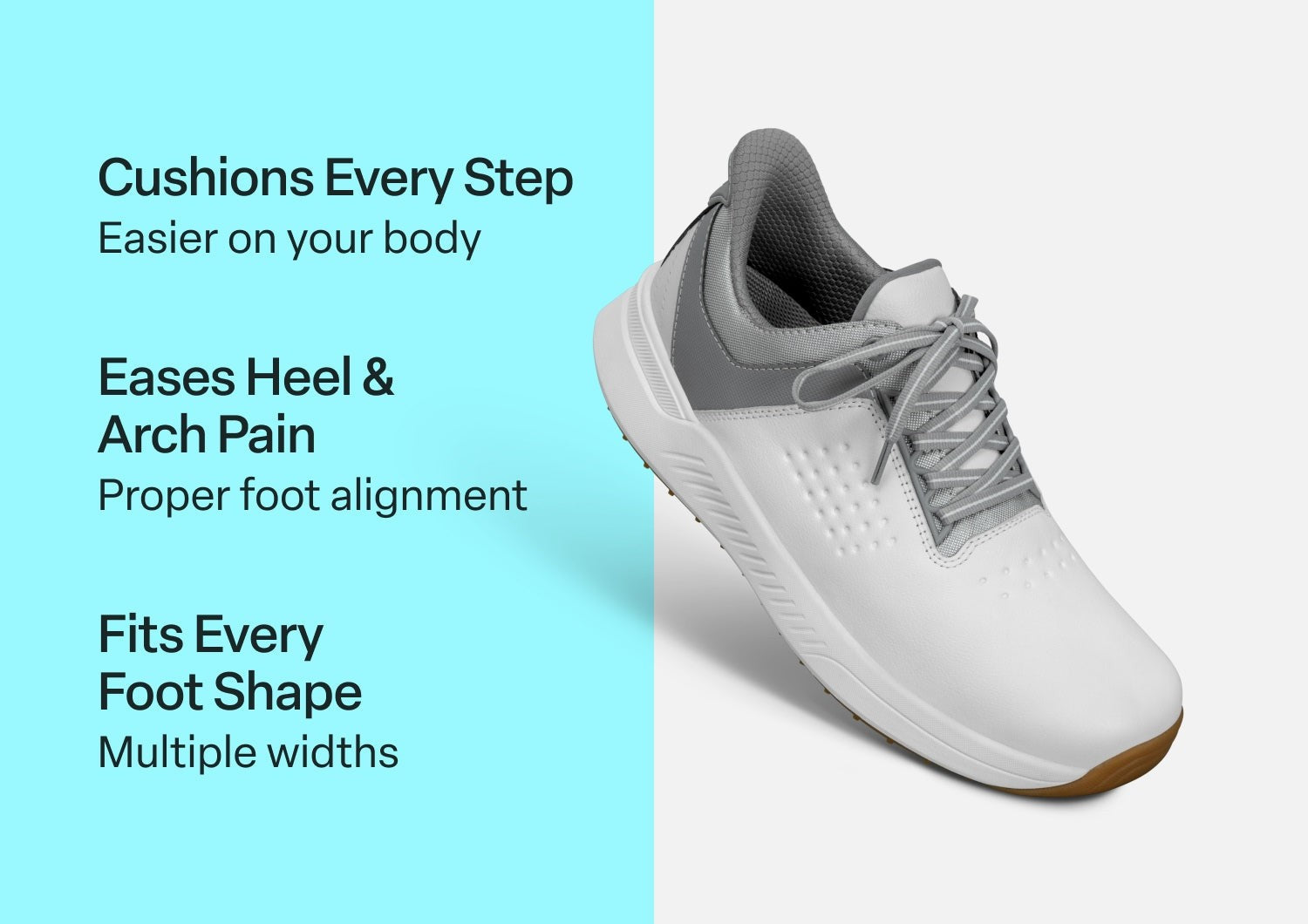 Orthofeet Birdie Hands-Free Golf Men's Sneakers - White - Comfort Benefits - 2