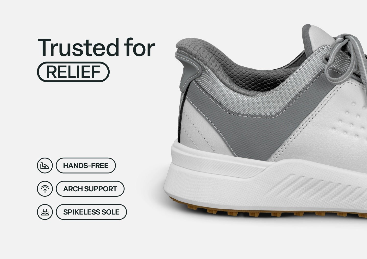Orthofeet Birdie Hands-Free Golf Men's Sneakers - White - Feature Detail - 3