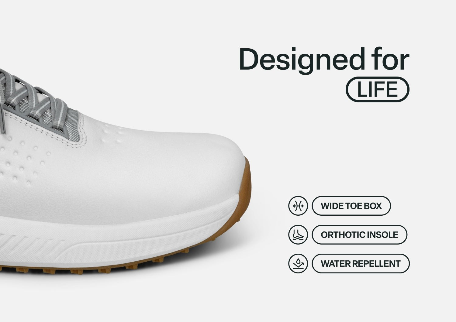 Orthofeet Birdie Hands-Free Golf Men's Sneakers - White - Feature Detail - 4