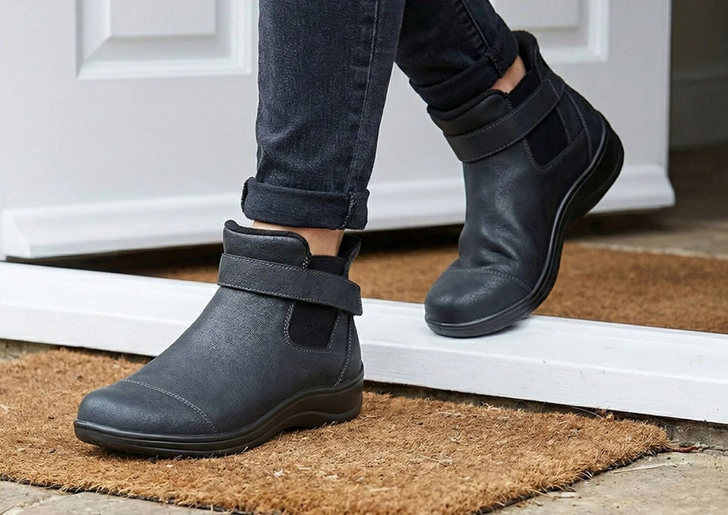 Orthofeet Blaire Hands-Free Women's Boots - Black - Lifestyle View - 7
