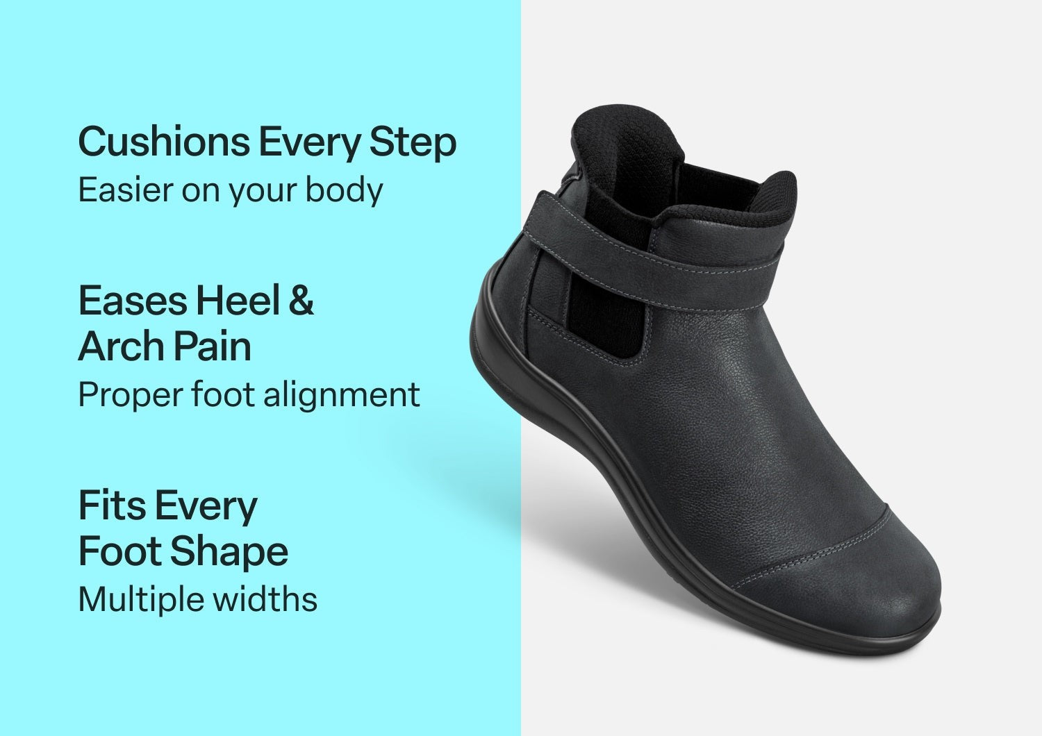 Orthofeet Blaire Hands-Free Women's Boots - Black - Comfort Benefits - 2